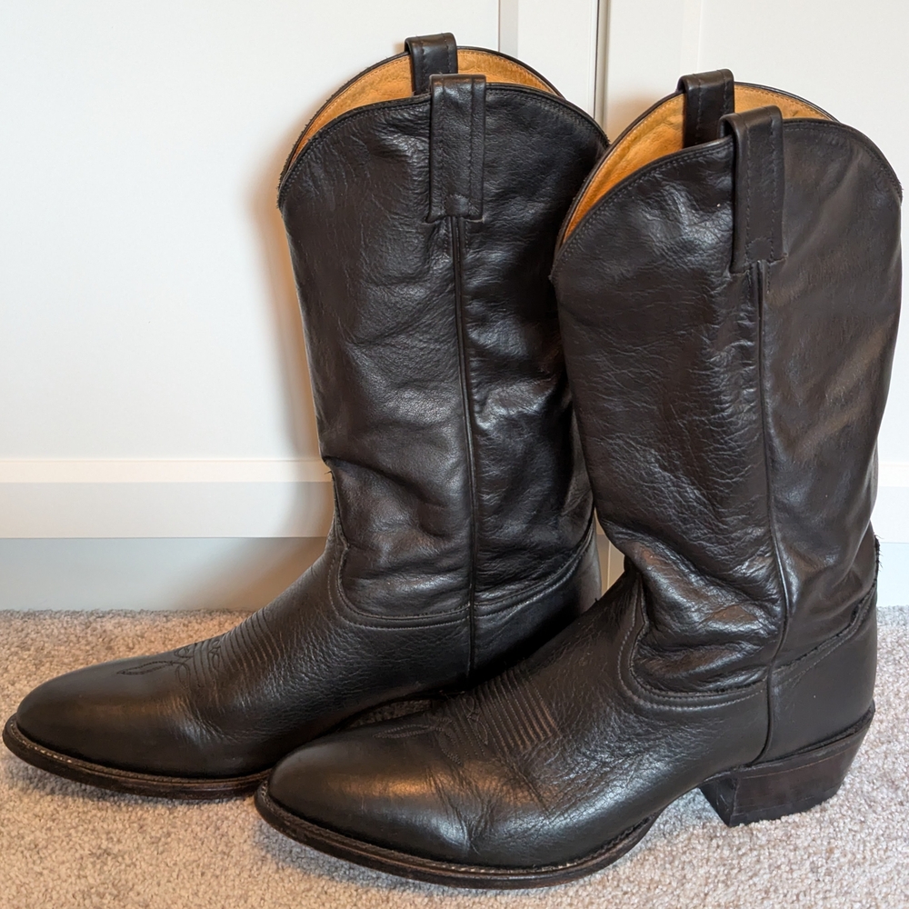 Tony Lama Men's Black Leather Boots Size 9